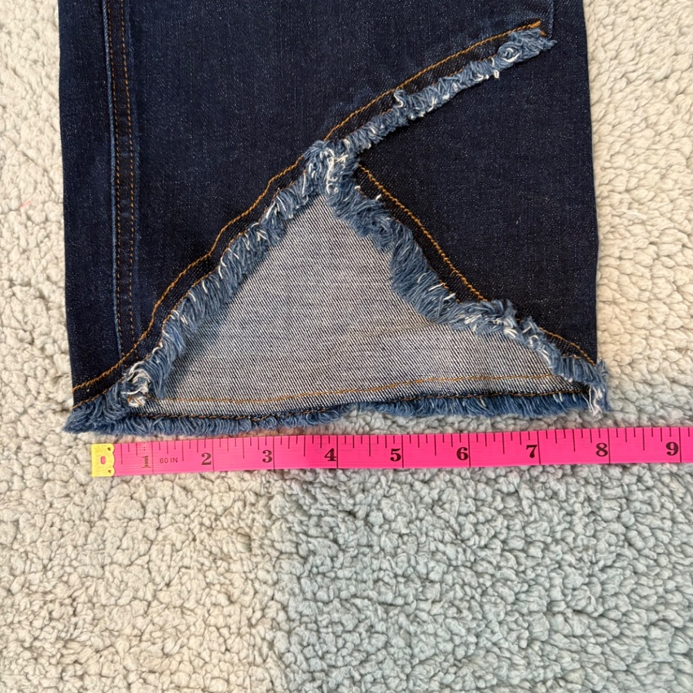 Slimsation By Multiples Dark Blue Cropped Jeans with Frayed Hem - Picture 7 of 12